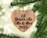 13 Years As Mr & Mrs 2023 - Heart Ornament C