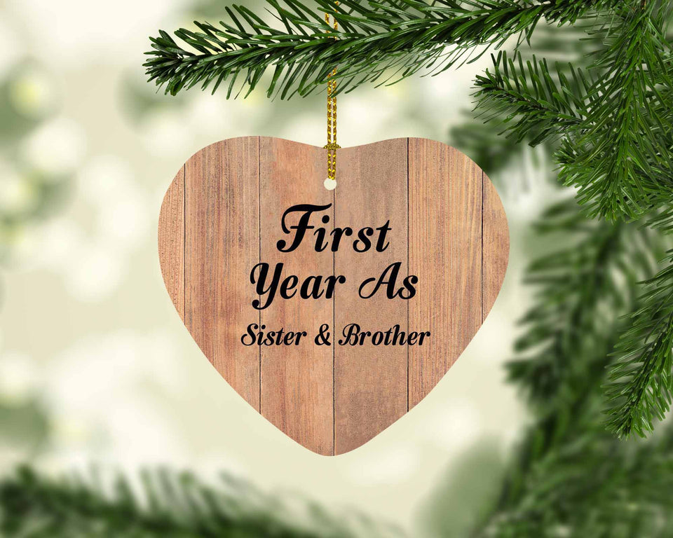 First Year As Sister & Brother - Heart Ornament C