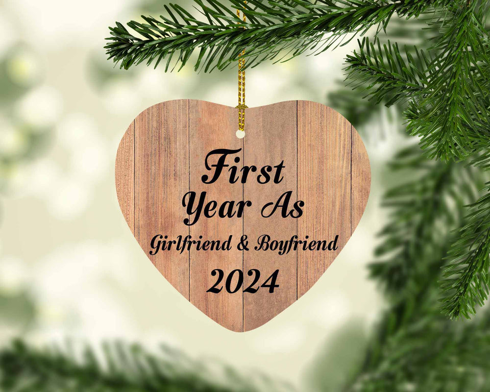 First Year As Girlfriend & Boyfriend 2024 - Heart Ornament C