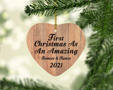 First Christmas As An Amazing Fiancee & Fiance 2021 - Heart Ornament C