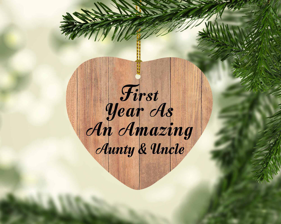 First Year As An Amazing Aunty & Uncle - Heart Ornament C