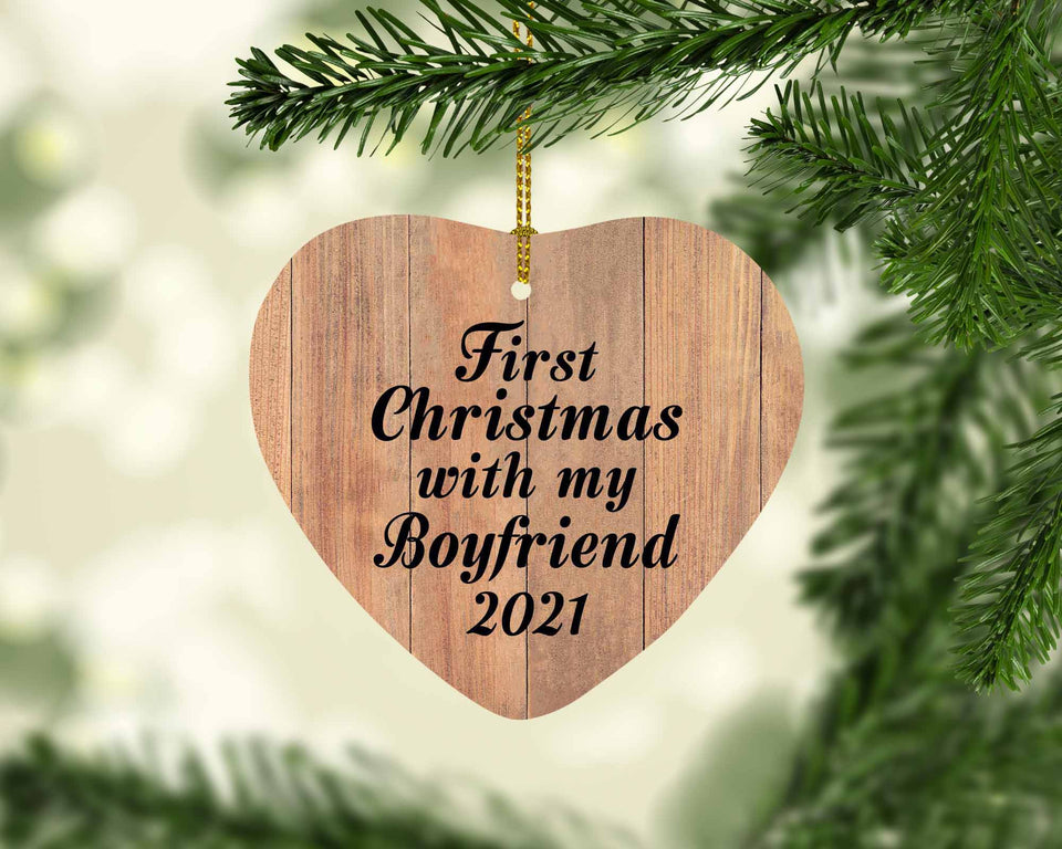 First Christmas With My Boyfriend 2021 - Heart Ornament C