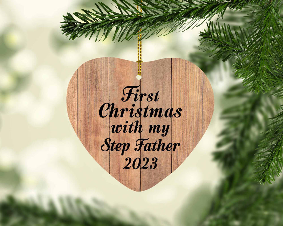 First Christmas With My Step Father 2023 - Heart Ornament C