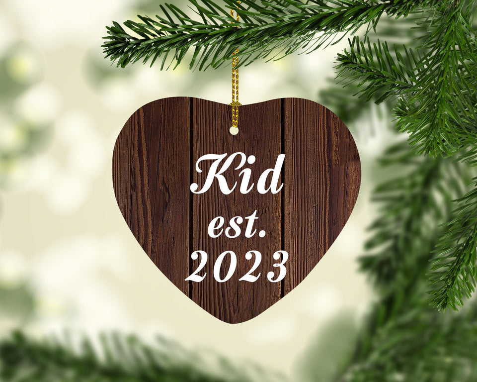 Kid Established EST. 2023 - Heart Ornament D