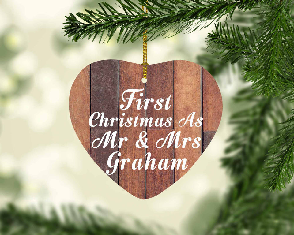 First Christmas As Mr & Mrs Graham - Heart Ornament E