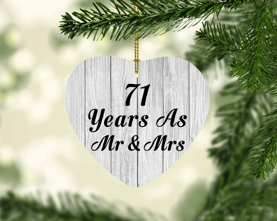 71st Anniversary 71 Years As Mr & Mrs - Heart Ornament F