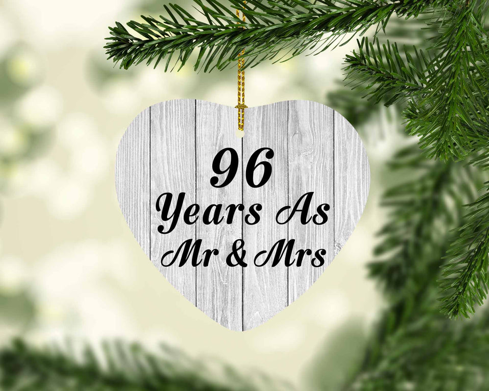 96th Anniversary 96 Years As Mr & Mrs - Heart Ornament F