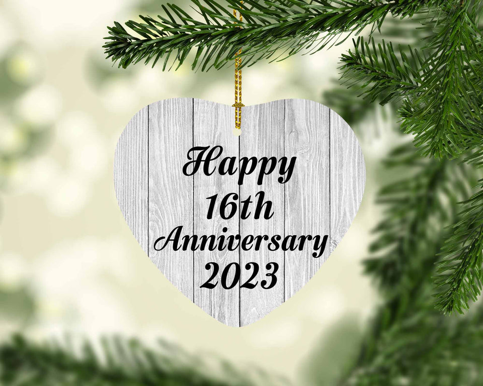 Happy 16th Anniversary 2023 - Heart Ornament F