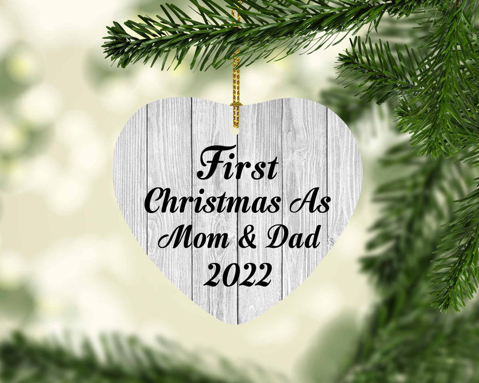 First Christmas As Mom & Dad 2022 - Heart Ornament F