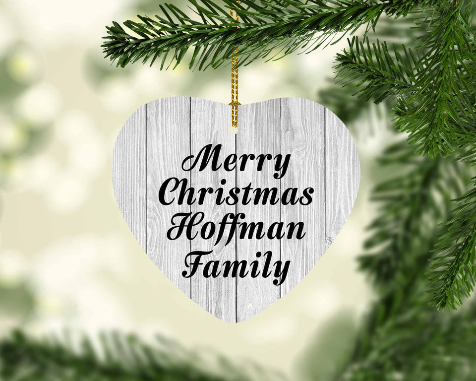 Merry Christmas Hoffman Family - Heart Ornament F