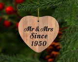 74th Anniversary Mr & Mrs Since 1950 - Heart Ornament C