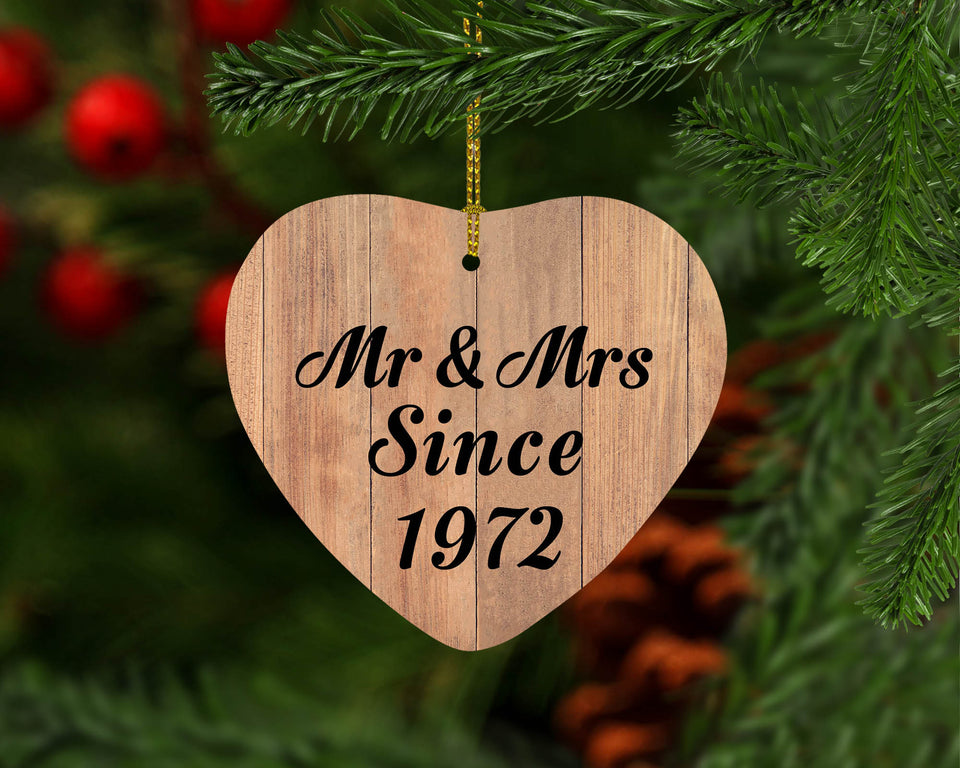 52nd Anniversary Mr & Mrs Since 1972 - Heart Ornament C