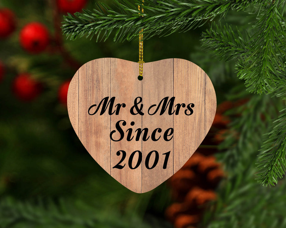 23rd Anniversary Mr & Mrs Since 2001 - Heart Ornament C