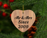 15th Anniversary Mr & Mrs Since 2009 - Heart Ornament C