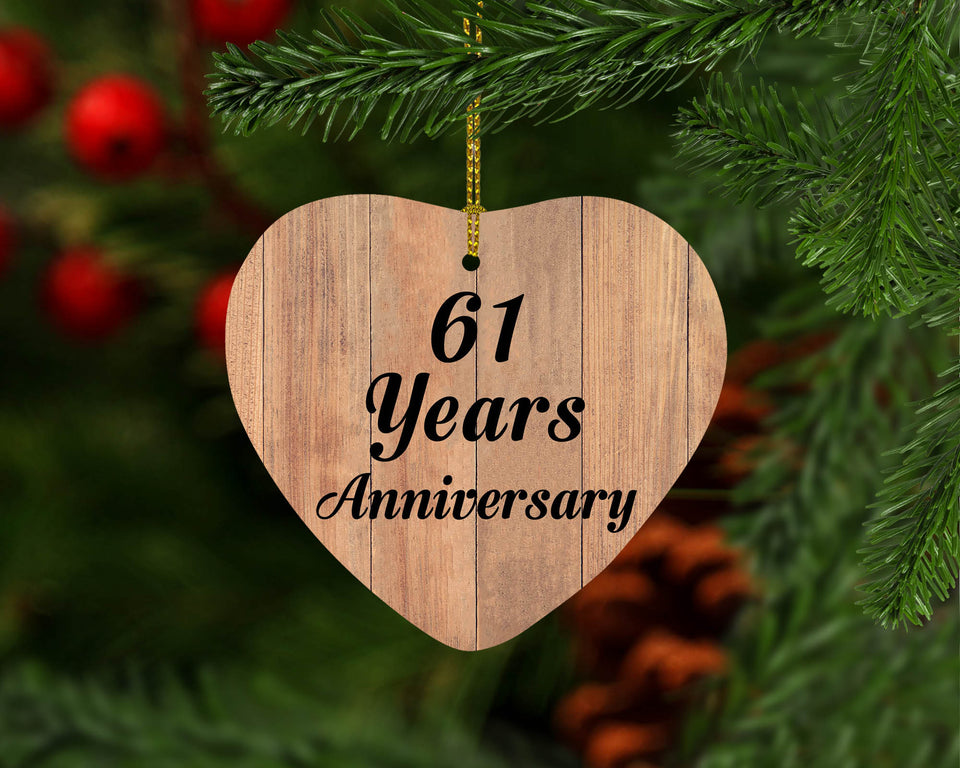 61st Anniversary 61 Years Anniversary - Heart Ornament C