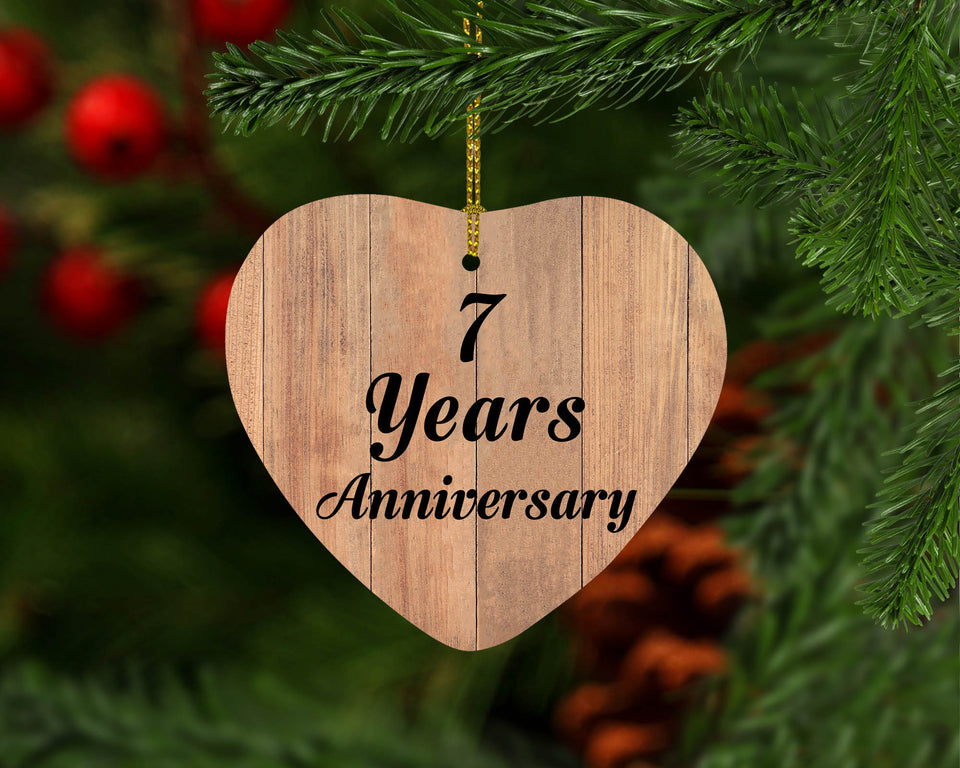 7th Anniversary 7 Years Anniversary - Heart Ornament C