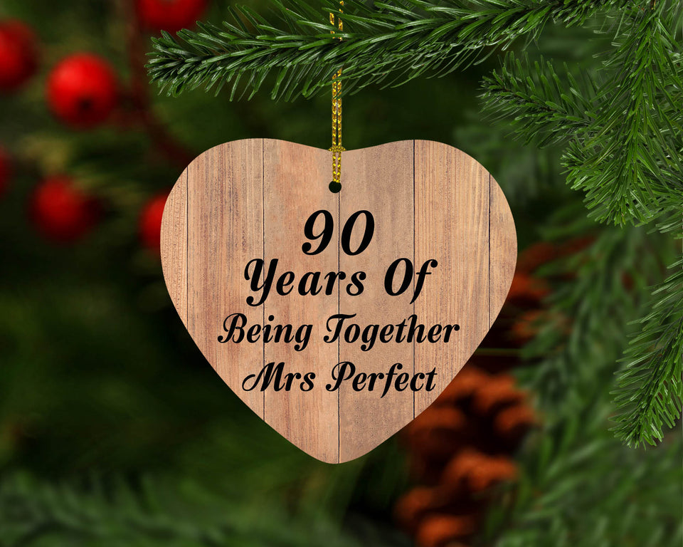 90th Anniversary 90 Years Of Being Mrs Perfect - Heart Ornament C