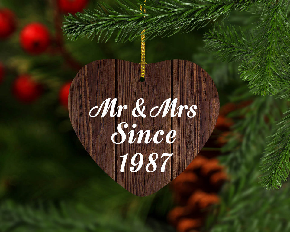 37th Anniversary Mr & Mrs Since 1987 - Heart Ornament D