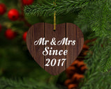 7th Anniversary Mr & Mrs Since 2017 - Heart Ornament D