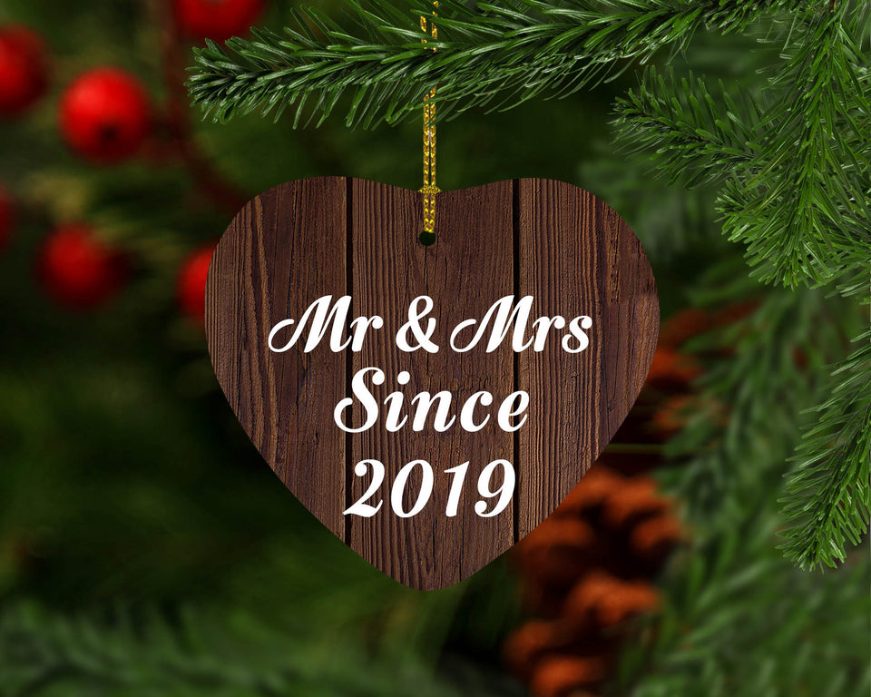 5th Anniversary Mr & Mrs Since 2019 - Heart Ornament D