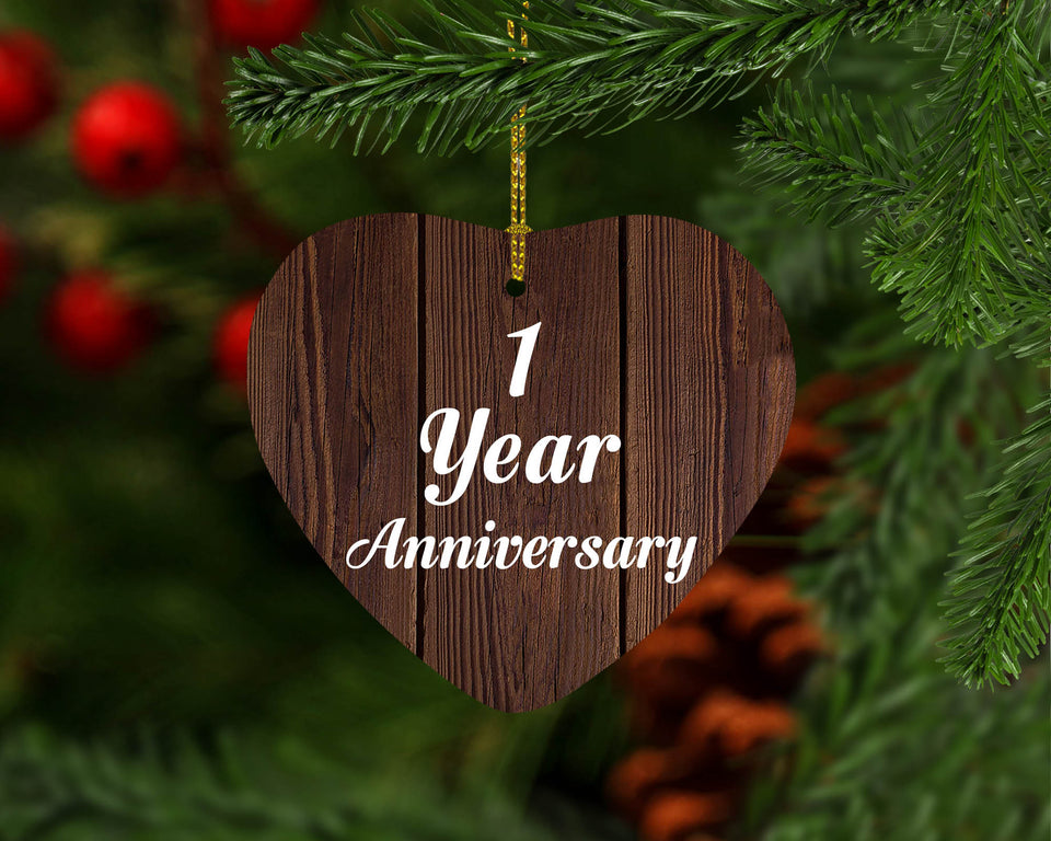 1st Anniversary 1 Year Anniversary - Heart Ornament D