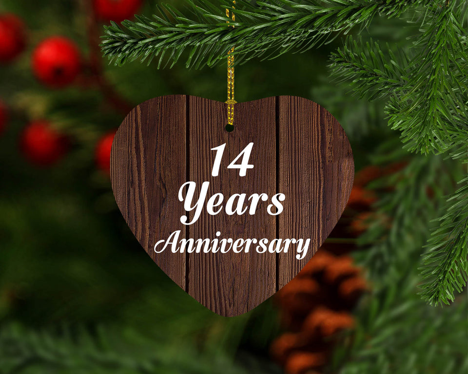 14th Anniversary 14 Years Anniversary - Heart Ornament D