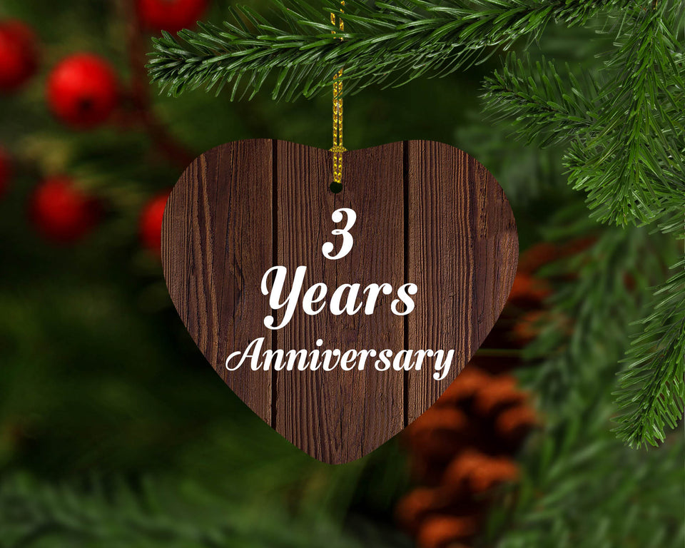 3rd Anniversary 3 Years Anniversary - Heart Ornament D