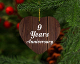 9th Anniversary 9 Years Anniversary - Heart Ornament D