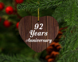 92nd Anniversary 92 Years Anniversary - Heart Ornament D