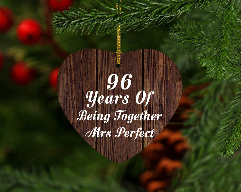 96th Anniversary 96 Years Of Being Mrs Perfect - Heart Ornament D