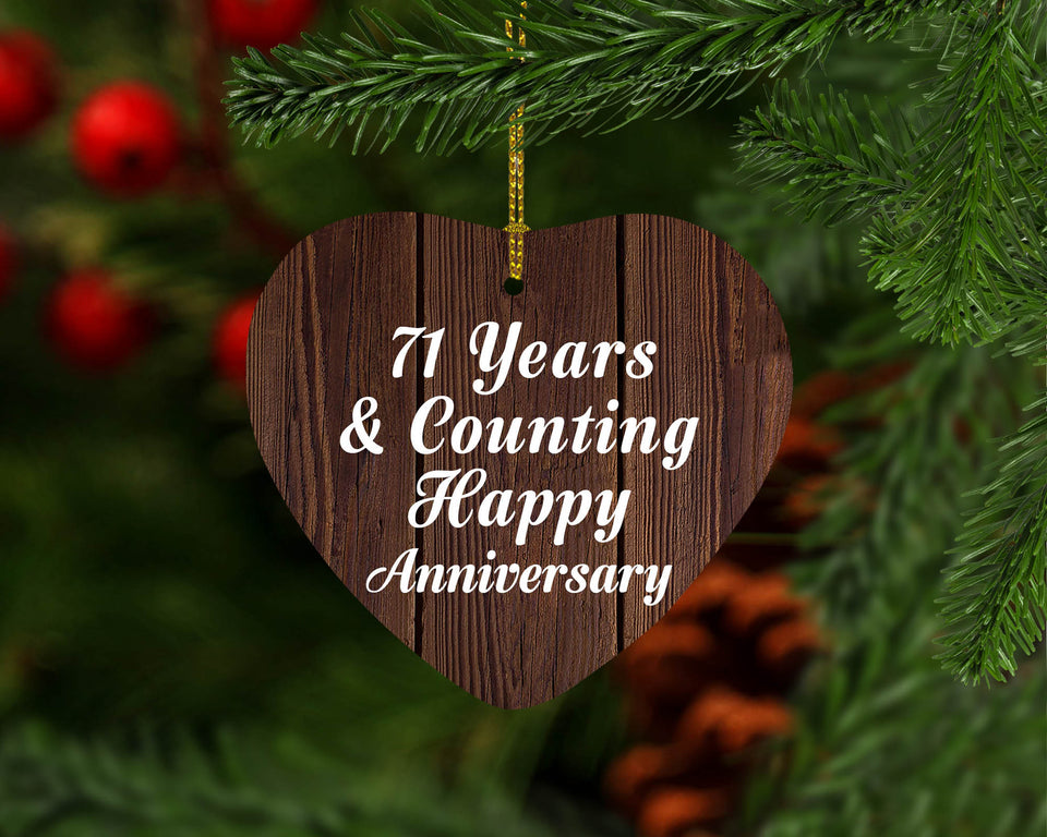 Happy 71st Anniversary 71 Years & Counting - Heart Ornament D