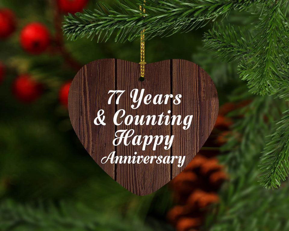 Happy 77th Anniversary 77 Years & Counting - Heart Ornament D