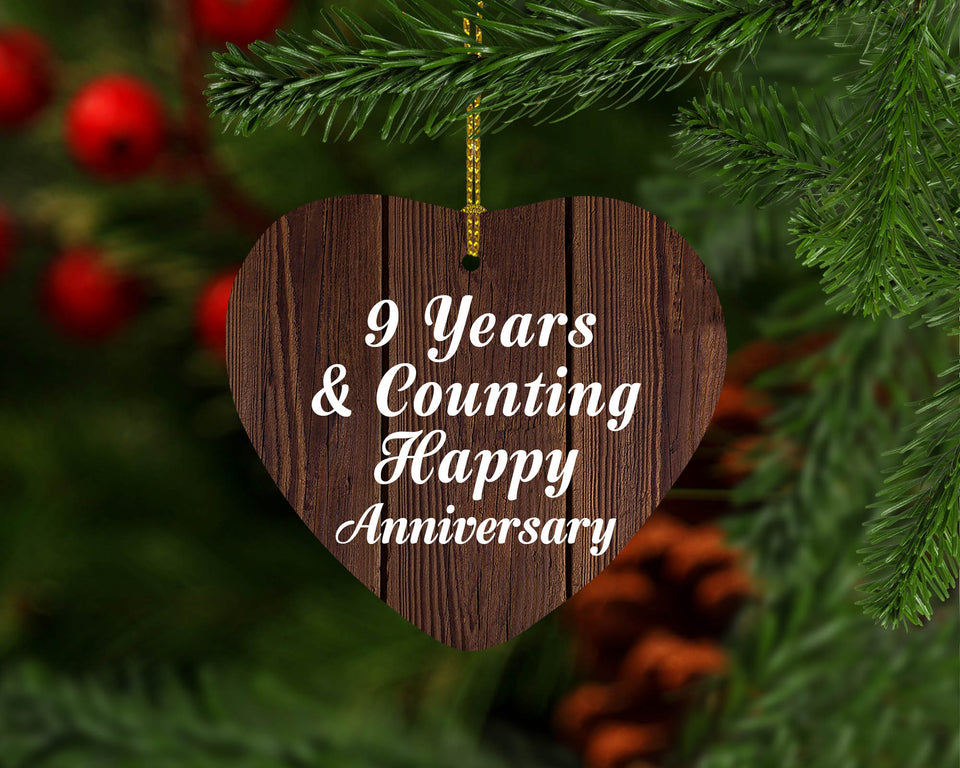 Happy 9th Anniversary 9 Years & Counting - Heart Ornament D