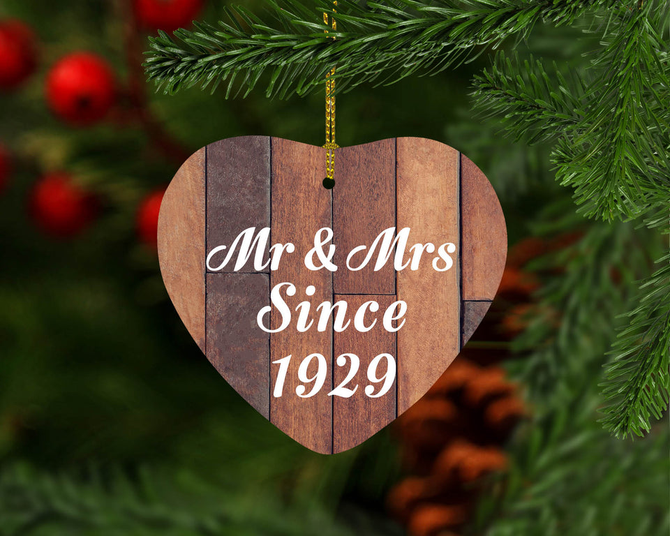 95th Anniversary Mr & Mrs Since 1929 - Heart Ornament E