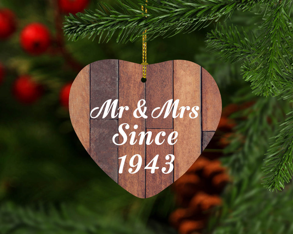 81st Anniversary Mr & Mrs Since 1943 - Heart Ornament E