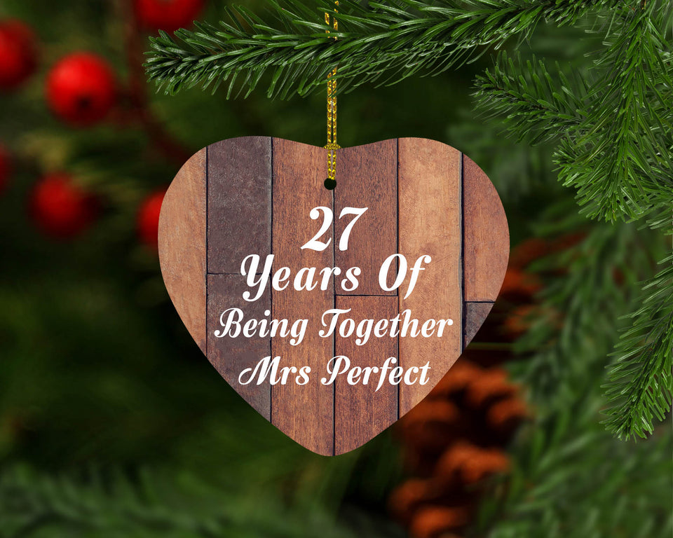 27th Anniversary 27 Years Of Being Mrs Perfect - Heart Ornament E