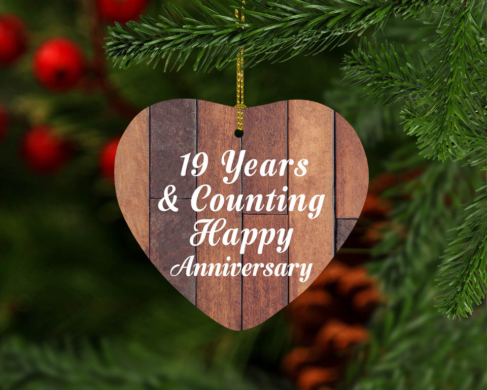 Happy 19th Anniversary 19 Years & Counting - Heart Ornament E