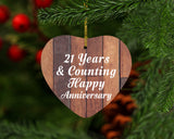 Happy 21st Anniversary 21 Years & Counting - Heart Ornament E