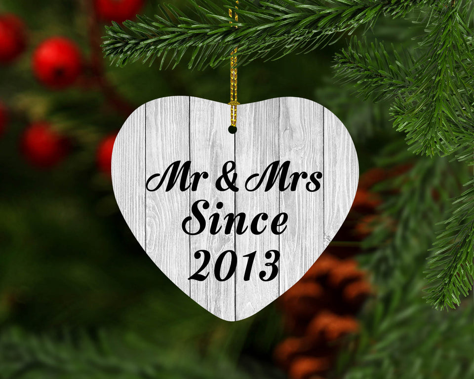 11th Anniversary Mr & Mrs Since 2013 - Heart Ornament F