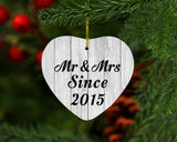 9th Anniversary Mr & Mrs Since 2015 - Heart Ornament F