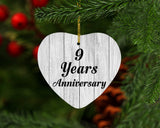 9th Anniversary 9 Years Anniversary - Heart Ornament F
