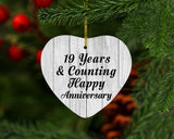 Happy 19th Anniversary 19 Years & Counting - Heart Ornament F