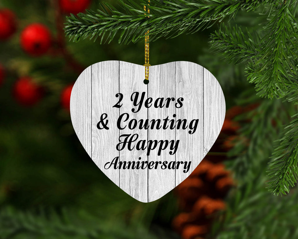 Happy 2nd Anniversary 2 Years & Counting - Heart Ornament F