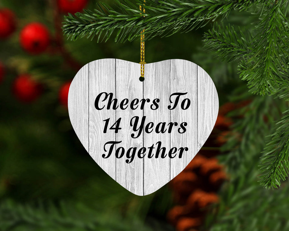 14th Anniversary Cheers To 14 Years Together - Heart Ornament F