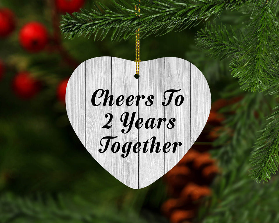 2nd Anniversary Cheers To 2 Years Together - Heart Ornament F