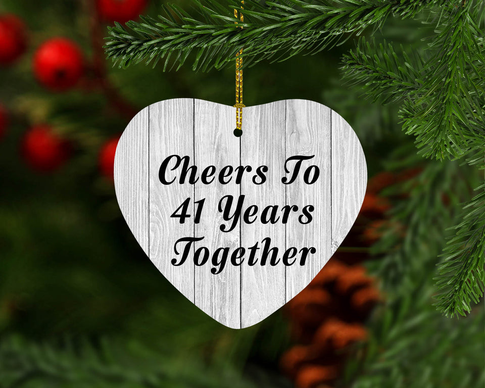 41st Anniversary Cheers To 41 Years Together - Heart Ornament F