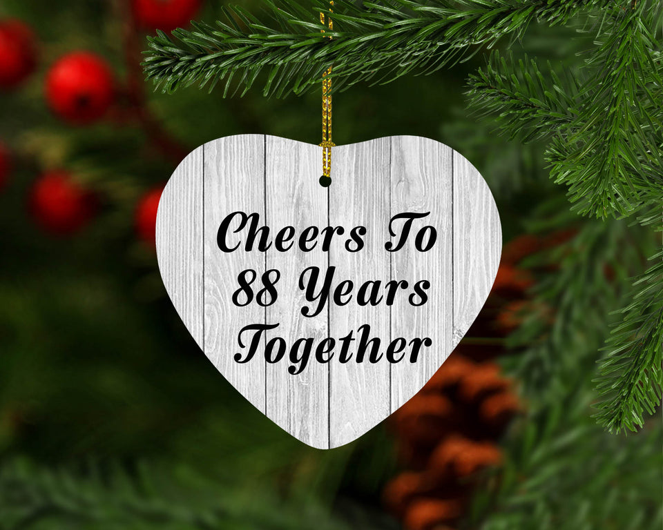 88th Anniversary Cheers To 88 Years Together - Heart Ornament F