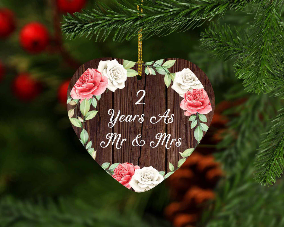 2nd Anniversary 2 Years As Mr & Mrs - Heart Ornament A