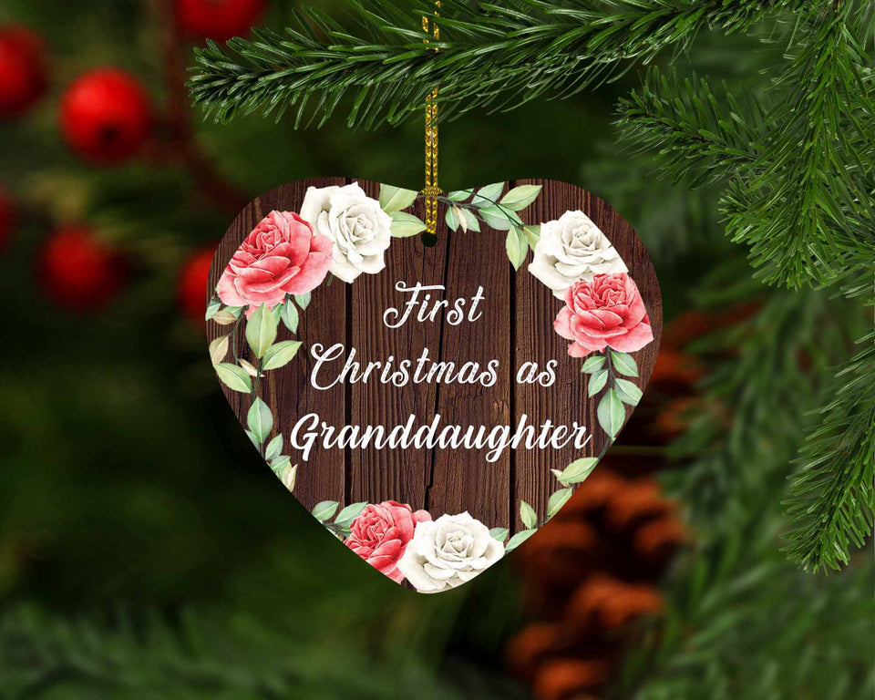 First Christmas As Granddaughter - Heart Ornament A