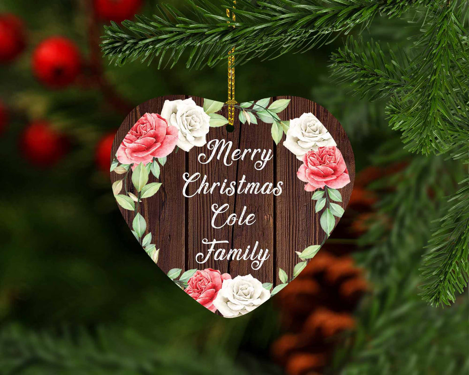Merry Christmas Cole Family - Heart Ornament A